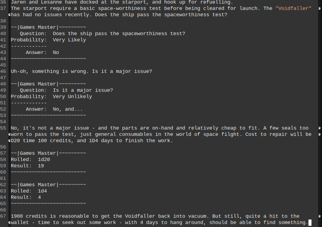 An example of EmacsGME play within an Emacs text buffer